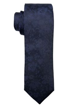 The Tie Hub - Navy Blue Subtle Floral Jacquard Silk Tie