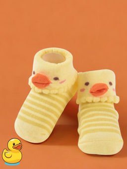 Yellow Bee - Yellow Duck Socks with Stripes for Girls