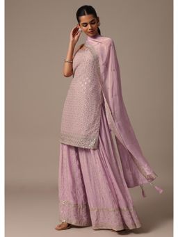 KALKI FASHION - Zari Work Purple Kurta with Palazzo & Dupatta