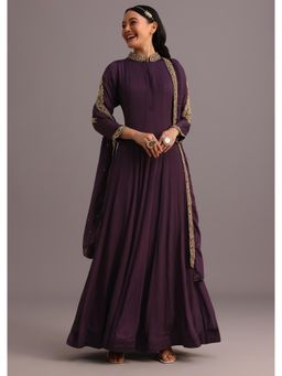 KALKI FASHION - Purple Embroidered Anarkali Suit with Dupatta