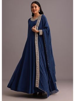 KALKI FASHION - Blue Embroidered Anarkali Suit with Dupatta