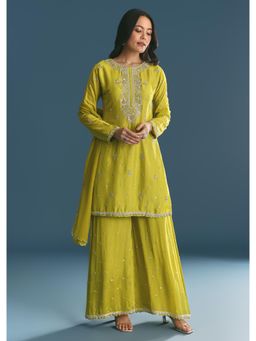 KALKI FASHION - Sequins Embroidery Green Kurta and Palazzo with Dupatta
