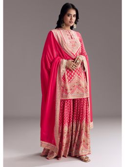 KALKI FASHION - Red Printed Kurti with Sharara & Dupatta