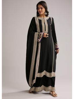 KALKI FASHION - Black Printed Kurta with Palazzo & Dupatta