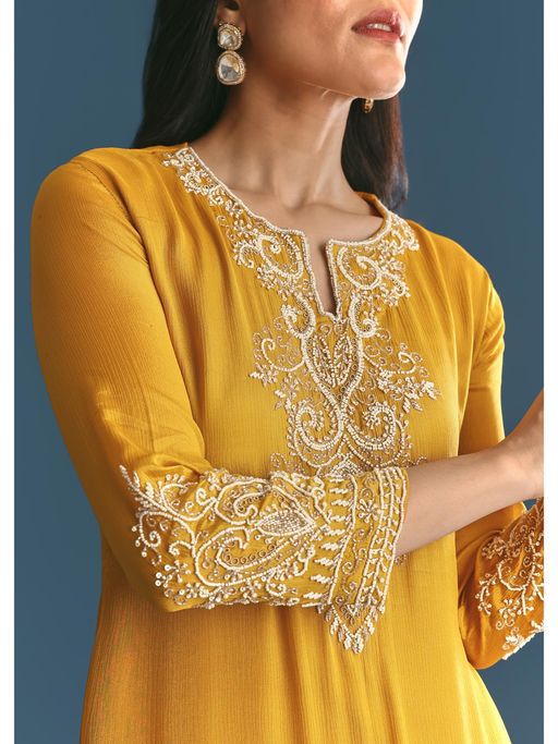 kalki fashion yellow dress Kalki Fashion - Yellow Embroidered Bridal Lehenga And Blouse Set