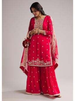 KALKI FASHION - Red Zari Kurta with Sharara & Dupatta