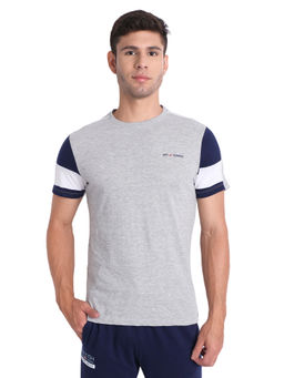 AM SWAN - Mens Solid Grey Melange T-shirt