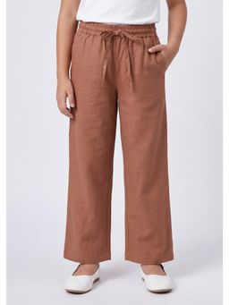 Bella Moda - Girls Brown Solid Elasticated Waist Straight Fit Trouser