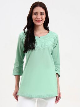 Yufta - Sea Green Cotton Straight Tunic