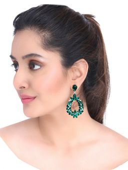 Yellow Chimes - Green Crystal Drop Earrings