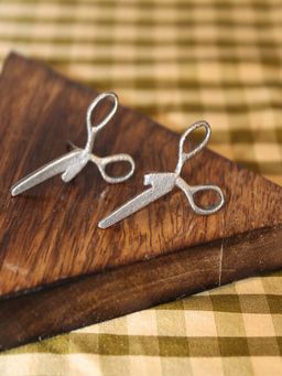 Spring Soul - Silver-Toned Scissor Studs