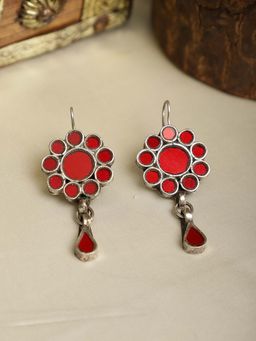 Spring Soul - Red Mirror Silver Earrings