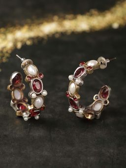 Spring Soul - Ruby and Pearls Heritage Hoops