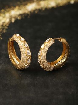 Spring Soul - Rhodium-Finished Kundan Hoops