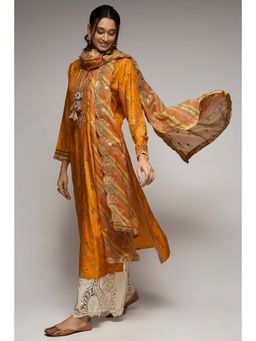 Gopi Vaid - Rashida Orange Tunic Palazzo (Set of 3)