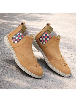 WOODLAND - Beige Durable Comfortable High Ankle Casual Boots for Men's