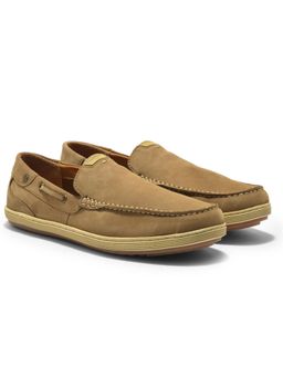 WOODLAND - Beige Slip On Lightweight Comfortable Boat Shoes for Men's