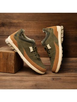 WOODLAND - Olive Lace Up Lightweight Breathable Comfortable Sneakers for Men's
