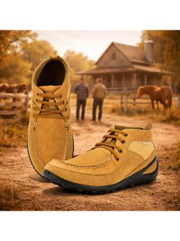 WOODLAND - Brown Lace Up Lightweight Breathable Comfortable Sneakers for Men's