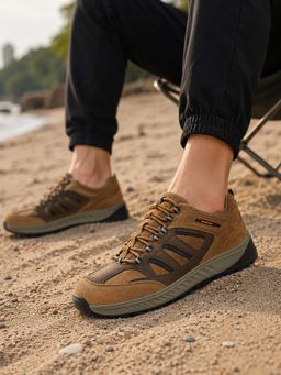 WOODLAND - Brown Lightweight Breathable Comfortable Sneakers for Men's