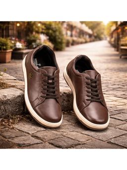 WOODLAND - Dark Brown Lace Up Lightweight Breathable Comfortable Sneakers for Men's