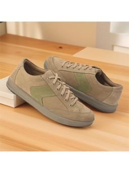 WOODLAND - Khaki Lace Up Lightweight Breathable Comfortable Sneakers for Men's