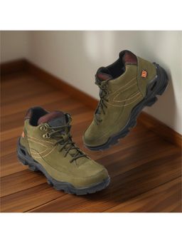 WOODLAND - Olive Lace Up Lightweight Breathable Comfortable Sneakers for Men's