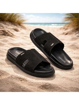 WOODLAND - Black Soft Sole Lightweight Home Wear Sandal for Men's