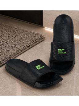 WOODLAND - Black Comfortable Lightweight Cushioned Daily Use Sliders for Men's