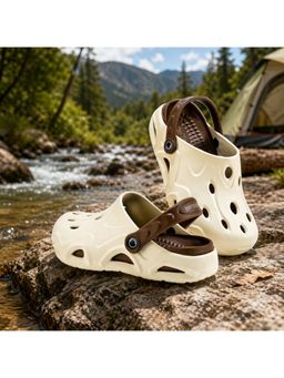 WOODLAND - Off White Comfortable Lightweight Cushioned Daily Use Clogs for Men's