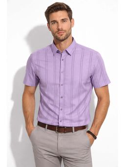 Parcel Yard - Lavender Mens Summer Collar Neck Stripes Shirt