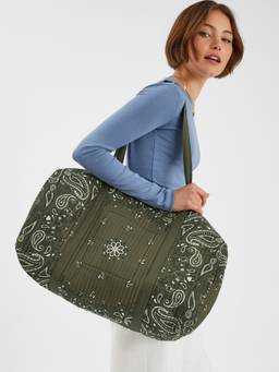 Accessorize London - Women Olive Paisley Quilted Duffle Bag
