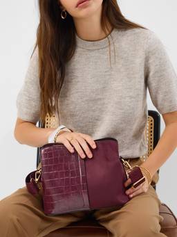 Accessorize London - Women Burgundy New Webbing Strap Sling Bag