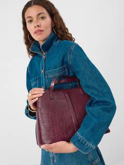 Accessorize London - Women Burgundy Webbing Shoulder Bag with Detachable Strap