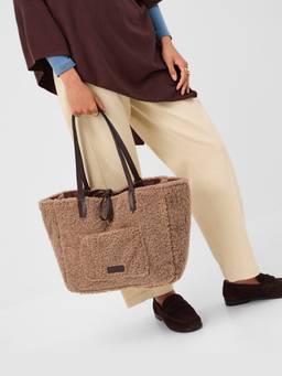 Accessorize London - Women Beige Reversible Shearling Shoulder Bag