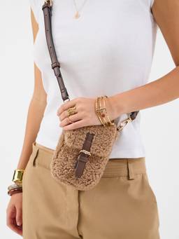 Accessorize London - Women Beige Shearling Sling Bag