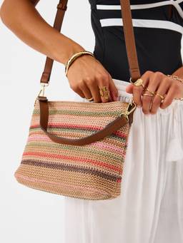 Accessorize London - Women Multi-Color Woven Raffia Sling Bag