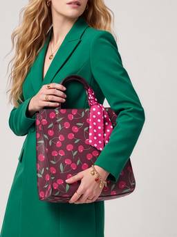 Accessorize London - Women Maroon Printed Cherry Handbag with Detachable Strap