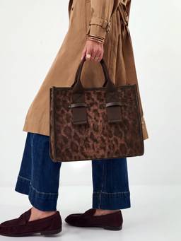 Accessorize London - Women Brown Leopard Printed Handbag with Detachable Strap
