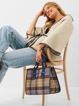 Accessorize London - Women Multi-Color Checks Handbag with Detachable Strap