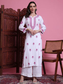 Sufiza Lifestyle - Women Hand Crafted Chikankari White Color Kurta