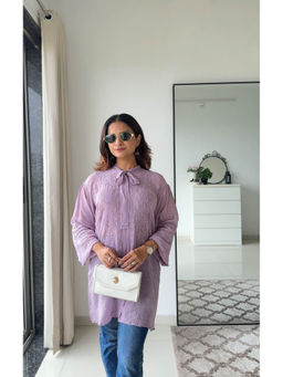 UNDYED - Purple Tie-Up Chikankari Viscose Tunic with Inner