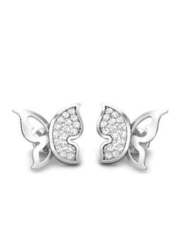 Candere by Kalyan Jewellers - 18K BIS Hallmark White Gold & Diamond Butterfly Earrings
