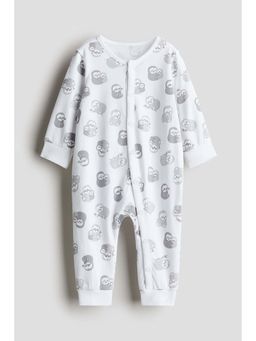 H&M - Girls White Printed Jersey Sleepsuit
