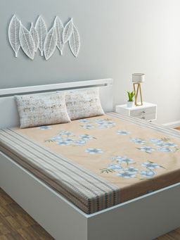 Happy Hues - Artisan Double Bedsheet with 2 Pillow Covers 100% Cotton 144 Tc (Queen)