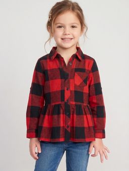 Creative Kids - Girls Multicolor Check Peplum Top