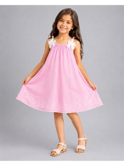 Creative Kids - Girls Pink Bow Strap Swing Dress