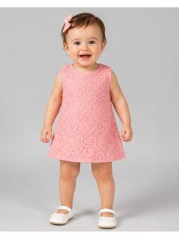 Creative Kids - Baby Peach Floral Lace A-Line Dress