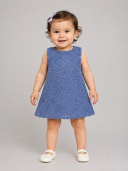 Creative Kids - Baby Blue Floral Lace A-Line Dress