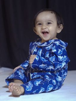 The Natkhat Tales - Navy Blue Kids Cotton Premium Sleepwear Shirt with Pyjama